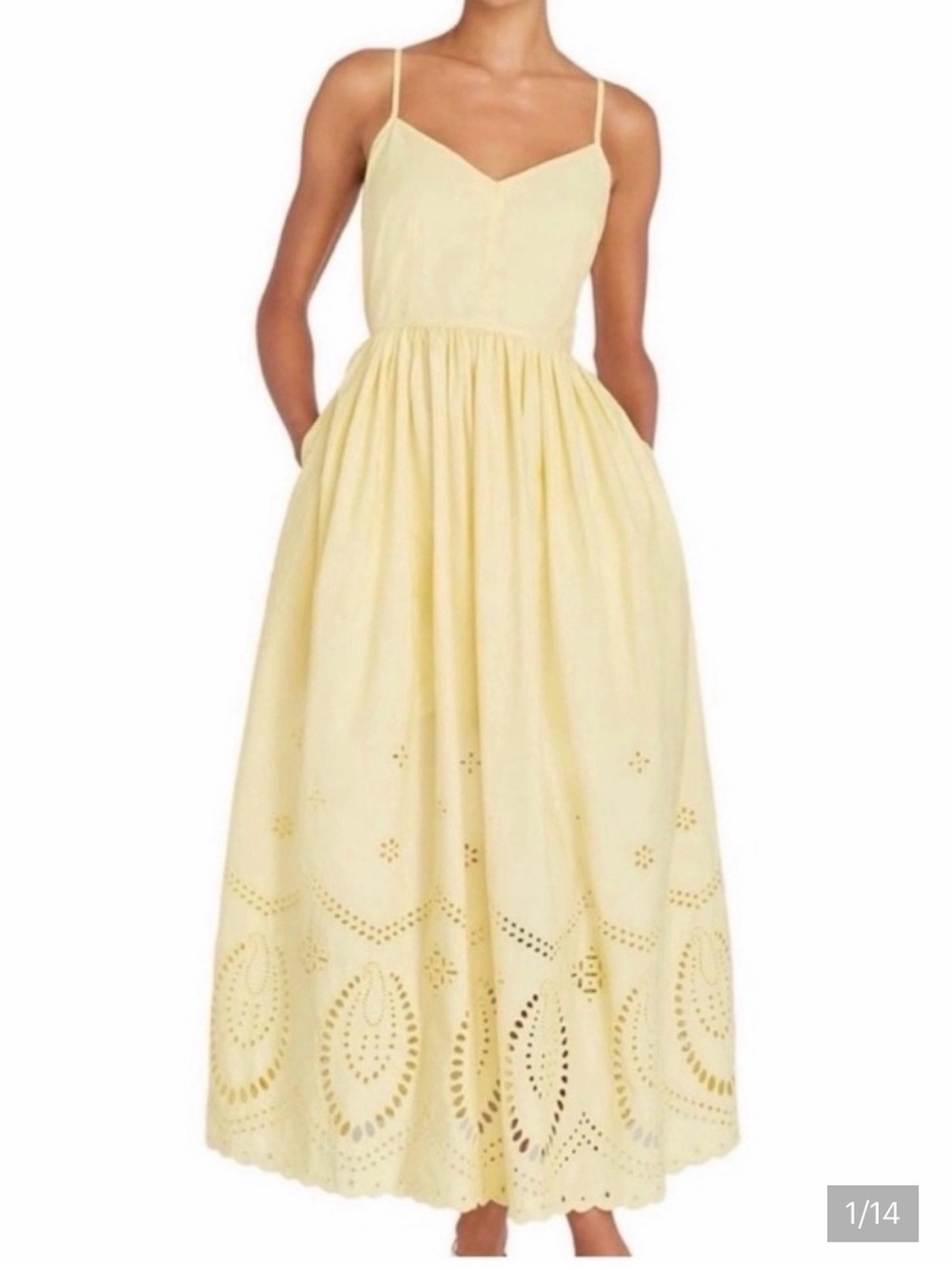 Calypso St. Barth Yellow Sleeveless Eyelet Maxi Dress